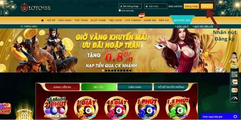 Truy cập vào trang chủ để tìm nút đăng ký Loto188 và tạo tài khoản ngay lập tức